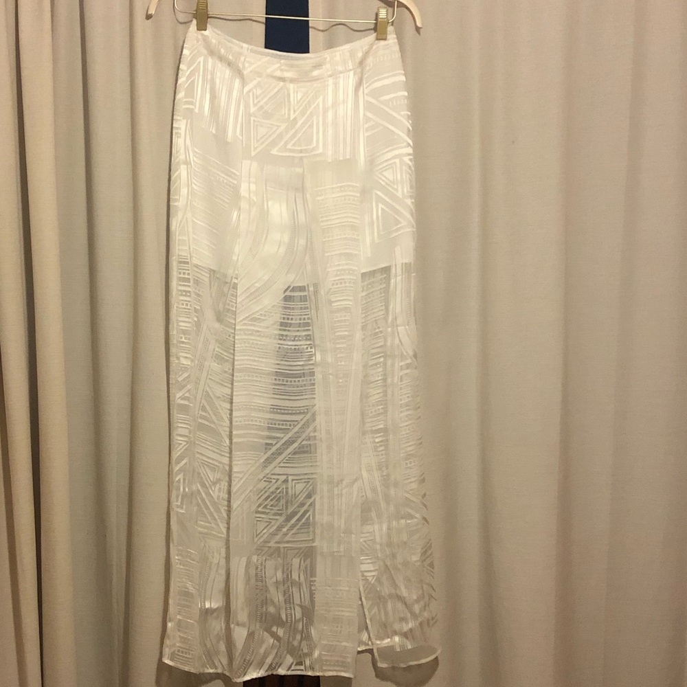 ASOS White geometric print half sheer maxi dress
